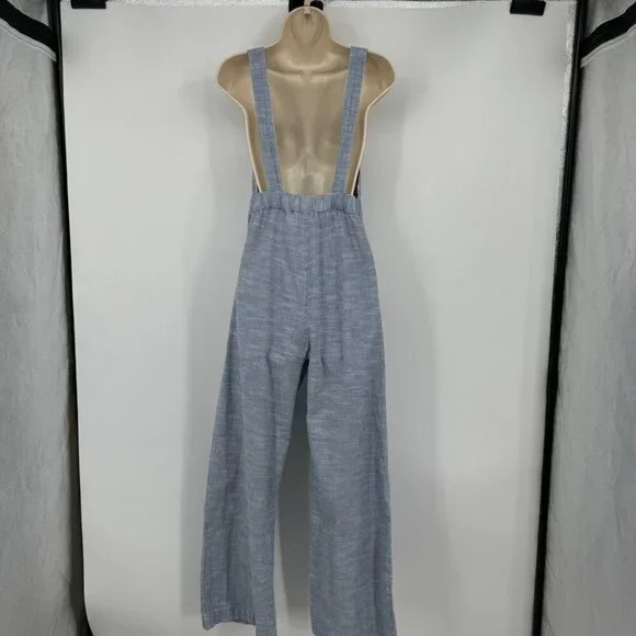 JAPNA Women's Size M Romper Jumpsuit Blue Striped straight  Leg 100% Cotton Casu - Picture 10 of 14